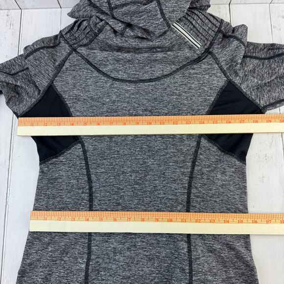 Lululemon Heathered Black Run Back On Track Pullover Hoodie Slim Fit Size 10 - Picture 14 of 15